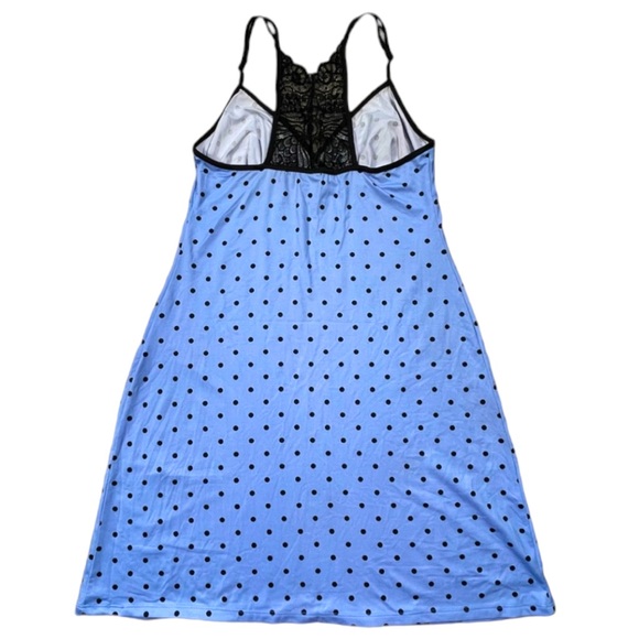 Apt.9 size small blue mini slip dress black polka dots sleeveless lace on back - Picture 8 of 12